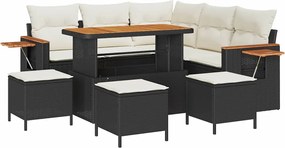 vidaXL Set de canapele pentru grădină cu pernă 9 pcs Negru și Crem