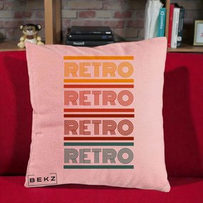 Perna Decorativa RETRO Text Multicolor, 40x40 cm, Roz, Husa Detasabila, Perna Inclusa, BEKZ®