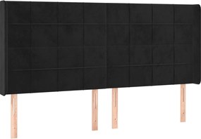 vidaXL Tăblie de pat cu aripioare, negru, 183x16x118/128 cm, catifea