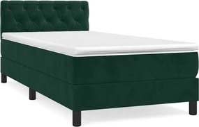 vidaXL Pat box spring cu saltea, verde închis, 80x200 cm, catifea