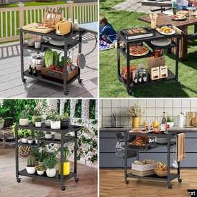 Cărucior mobil cu grătar cu 3 niveluri