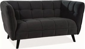 Canapea CASTELLO 2, negru - Bluvel 19, stofa catifelata/lemn, 145x85x7