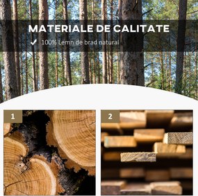 Outsunny Bancă de Grădină cu 2 Locuri, Design cu Roți, Bancă de Exterior din Lemn de Brad, pentru Terasă, Patio și Curte, 98x50x39,5 cm, Aspect Lemn Natural | Aosom Romania