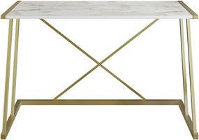 Birou ANEMON, alb/auriu, PAL melaminat/metal, 120x60x75 cm