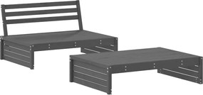 vidaXL Set mobilier relaxare grădină, 2 piese, gri, lemn masiv de pin