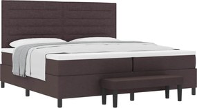 vidaXL Pat cu arcuri cu saltea Maro închis 200 x 200 cm țesătură