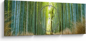 Tablou - Pădure de bambus (cu ceas) (90x30 cm)