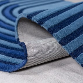 Covor albastru închis țesut manual din lână 120x180 cm Conway Retro – Flair Rugs