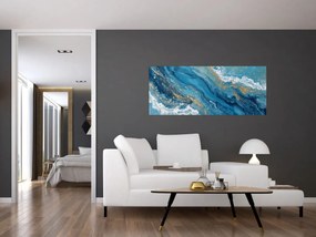 Tablou - Marmură bleu cu aur II. (120x50 cm)