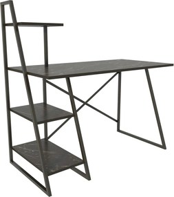 Birou ADMIRA, negru cu efect de marmura, PAL melaminat/metal, 120x60x1