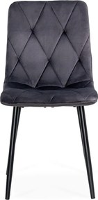 Scaun living din catifea cu cadru negru BUC 210 gri