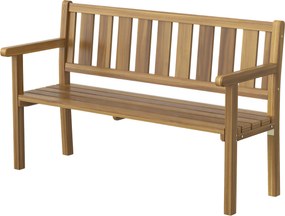 Outsunny Bancă de Grădină pentru 2 Persoane, Bancă de Exterior cu Lamele din Lemn de Molid, Stil Country, Bancă pentru Terasă, Patio și Curte, 150x57x93 cm, Culoare Teak | Aosom Romania