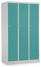 Dulap metalic - 3 compartimente, 90 x 50 x 150 cm, incuietoare cu cilindru, verde - ral 6033