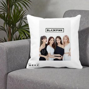 Perna Personalizata K-pop BLACKPINK Foto Grup-Negru, 40x40 cm, Alba Mata, Husa Detasabila, Perna Inclusa, BEKZ®