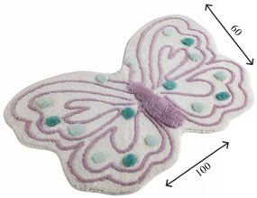 Covoraș de Baie Butterfly, Acrilic, Violet / Alb