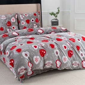 Lenjerie de pat cu microplus CHRISTMAS HEART gri Dimensiune lenjerie de pat: 70 x 90 cm | 140 x 220 cm