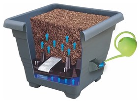 Ghiveci cu auto-udare gri antracit 35 x 35 cm Bergamot - Plastia