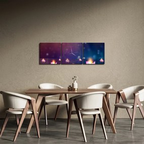 Tablou - Nuferi magici (cu ceas) (90x30 cm)