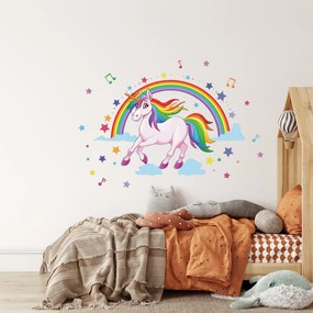 PIPPER | Autocolant de perete „Unicorn cu curcubeu” 62x106 cm