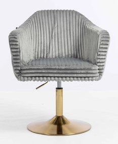 HR832N Scaun Gri Teddy Cord cu Bază Aurie