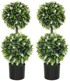 HOMCOM Set 2 plante artificiale, rezistente la UV, în ghiveci cu flori, 70 cm plantă de interior pentru sufragerie, grădină | Aosom Romania