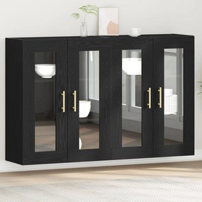vidaXL Dulap montat pe perete 2 pcs Stejar negru 69.5 x 34 x 90 cm