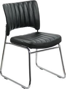 Scaun vizitator negru HRC 613 din piele ecologică și cadru cromat