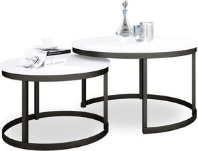 Măsuță de cafea 2in1 OKIN – 75x75x43 cm – Negru / Alb