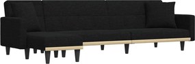 vidaXL Canapea extensibilă în formă de L negru 275x140x70 cm textil