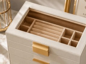 Cutiuta de bijuterii ELEGANT CASE 25,1x21,5x15,3 cm din piele ecologica, bej