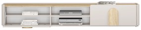 Comodă TV Amilio 220 cm cu sertar - cashmere / stejar uleiat / mânere stejar deschis