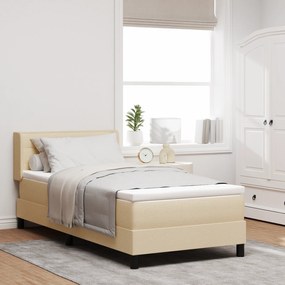 vidaXL Pat box cu saltea crem, 90 x 200 cm, din material textil.