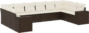 vidaXL Set canapele de grădină cu perne, 10 piese, maro, poliratan