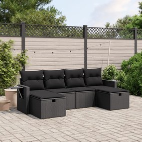 3263851 vidaXL Set mobilier de grădină cu perne, 6 piese, negru, poliratan