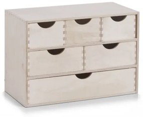 Organizator din lemn, cu 6 sertare, Wood Large Natural, L40xl20xH28 cm