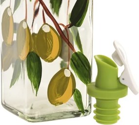Sticlă pentru ulei Cottage imprimată verde din sticlă – "Olivia"
