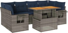 vidaXL Set canapele de grădină, 7 piese, cu perne, gri, poliratan