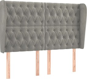 vidaXL Tăblie de pat cu aripioare gri deschis 147x23x118/128cm catifea