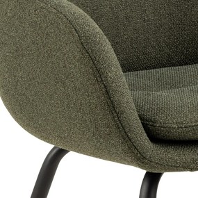 Scaun de sufragerie kaki cu cotiere tapițat Dora – Actona