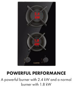 Goldflame Domino, plită pe gaz, 2 arzătoare din aramă, ceramică din sticlă