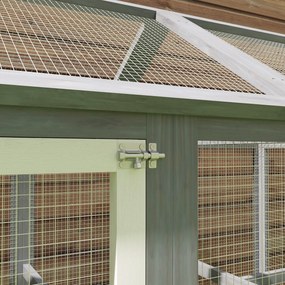 PawHut Incintă pentru găini 1,18 m², parc cu plasă și uși cu închidere, cadru din lemn masiv, 140 x 88,5 x 106 cm, gri | Aosom Romania