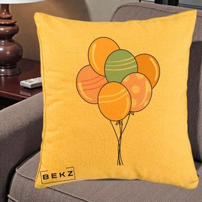 Perna Decorativa Baloane Petrecere, 40x40 cm, Galben, Husa Detasabila, Perna Inclusa, BEKZ®