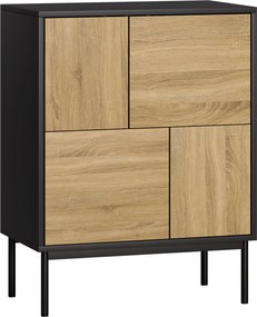HOMCOM Bufet living mobilier de depozitare dulap de bucătărie uși cu deschidere prin apăsare și 4 compartimente stil modern 60 x 35 x 78 cm, negru | Aosom Romania