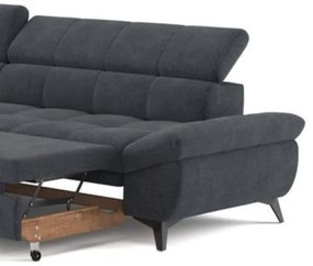 Canapea colțar extensibilă în L MARANO stânga negru