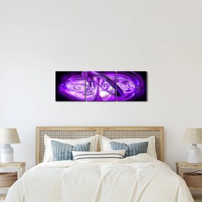 Tabloul fractalilor în violet (cu ceas) (90x30 cm)