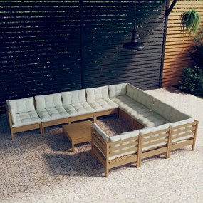 3097004 vidaXL Set mobilier relaxare grădină perne 11piese lemn pin maro miere
