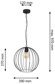 Lustră pe lanț MERCURE 1xE27/15W/230V negru