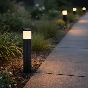 Lampa moderna de exterior tip bolard 12V neagra, cu LED inclus, IP65 - Voltaire Palo