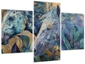 Tablou - Cai cu fundal auriu (90x60 cm)