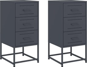 vidaXL Noptiere, 2 buc., antracit, 36x39x78 cm, oțel